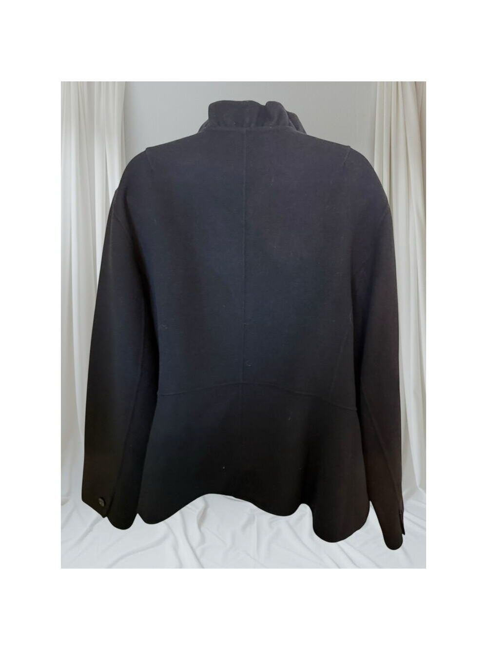 Talbots Woman Black Wool Blend Ruffle Collar Button Front Coat – Size 20W - Picture 9 of 10